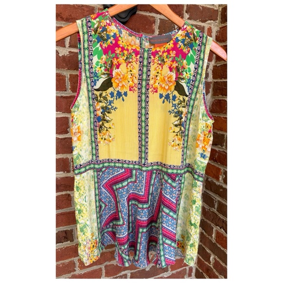 NWOT Anthropologie Bhanuni By Jyoti Mixed Print Beaded Top  Size XS - Picture 4 of 15